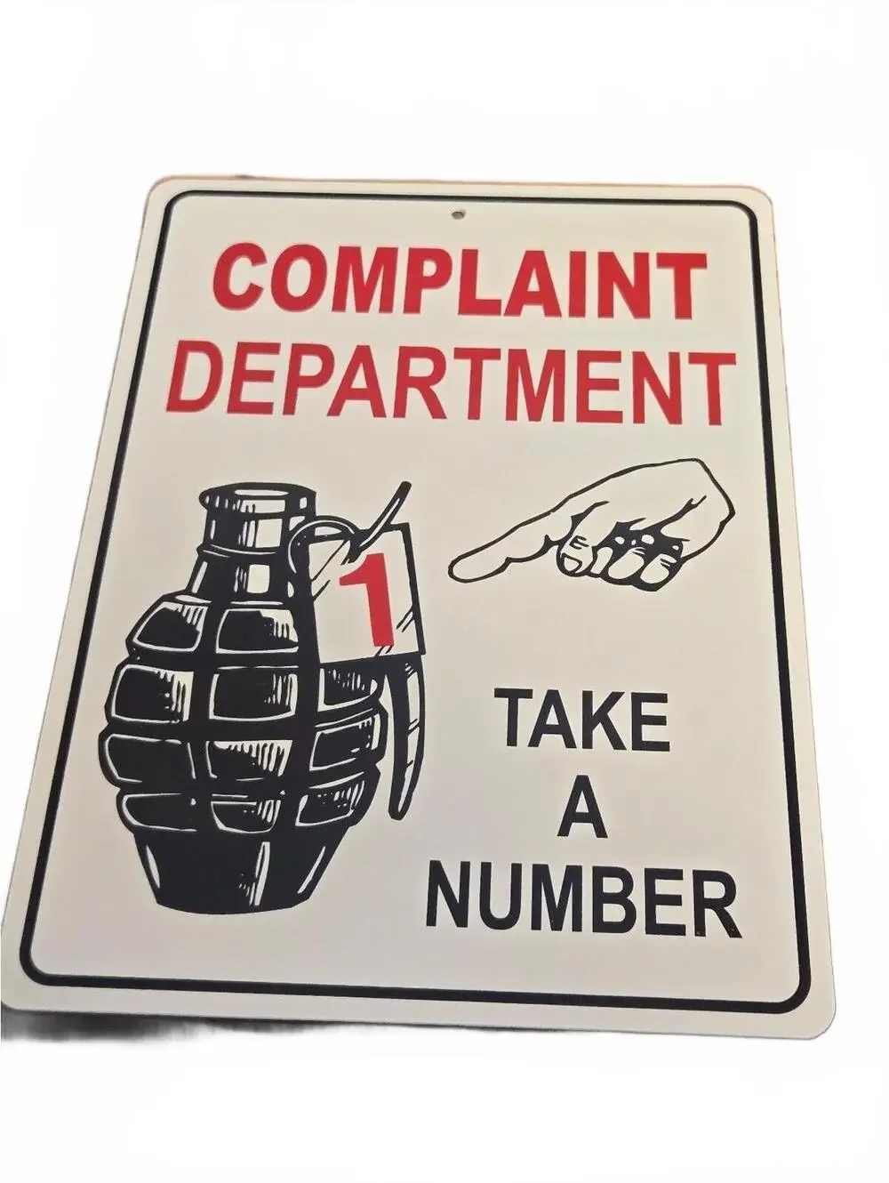 Funny Complaint Department Take A Number Metal Sign 12x8